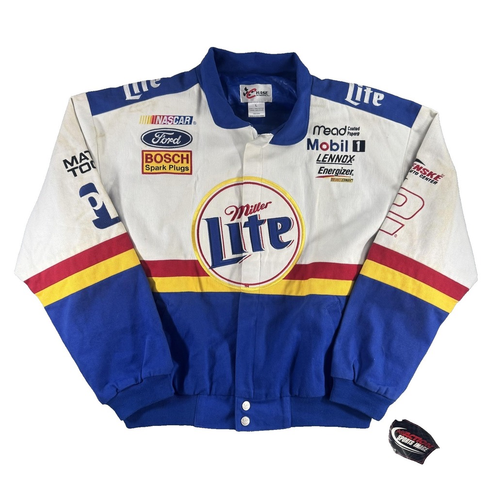 Vintage Rusty Wallace Miller Lite Racing Jacket Mens Large NASCAR Action 90s